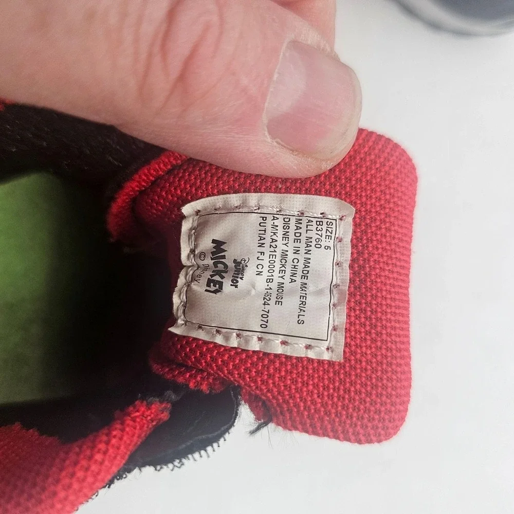 Disney Mickey Mouse Shoes KIDS Size 6 Black Red Athletic Sneaker Hook Loop